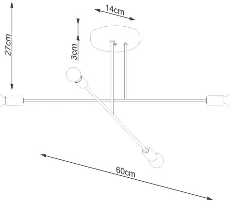 Sollux SL.1451 - Luster na tyči NORAH 4xE27/15W/230V čierna