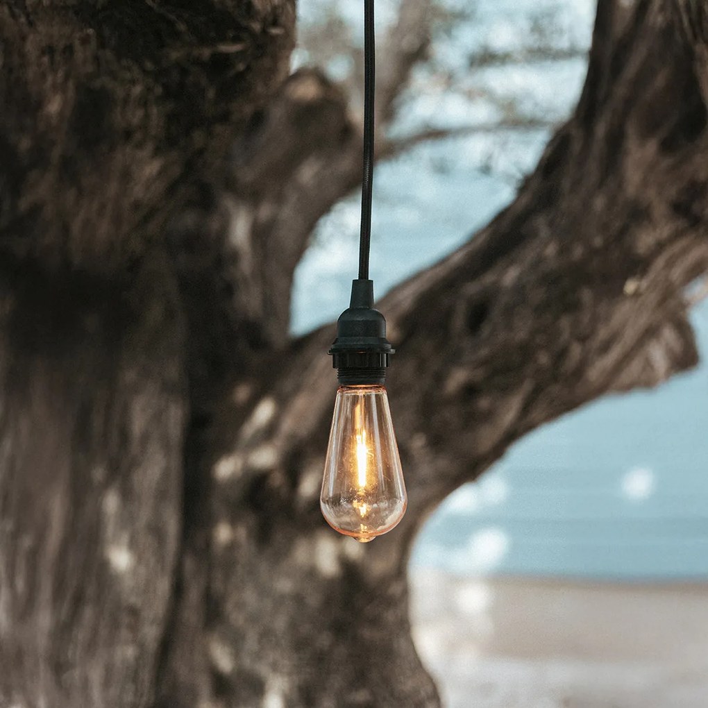 Čierne svetelné reťaze so zástrčkou a objímkou E27 5m IP54 - Arteixo