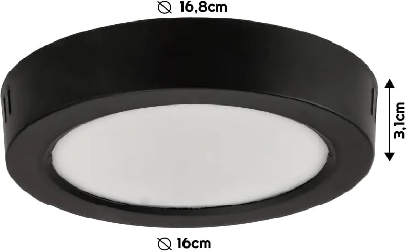 BERGE Okrúhly LED panel prisadený - čierny - 12W - PC - neutrálna biela