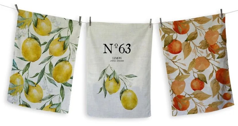 Súprava 3 utierok Really Nice Things Lemons, 50 x 70 cm