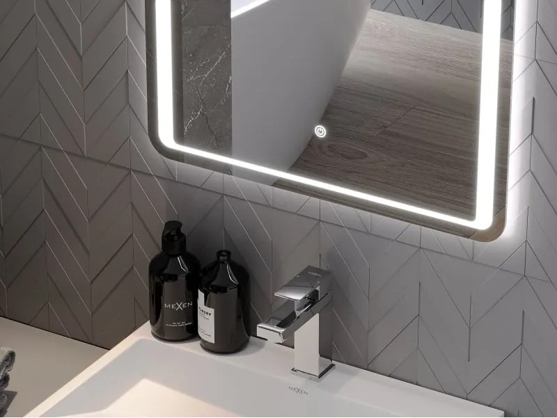 Mexen Zusa kúpeľňové zrkadlo s podsvietením 80 x 60 cm, LED 6000K, proti zahmlievaniu - 9808-080-060-611-00