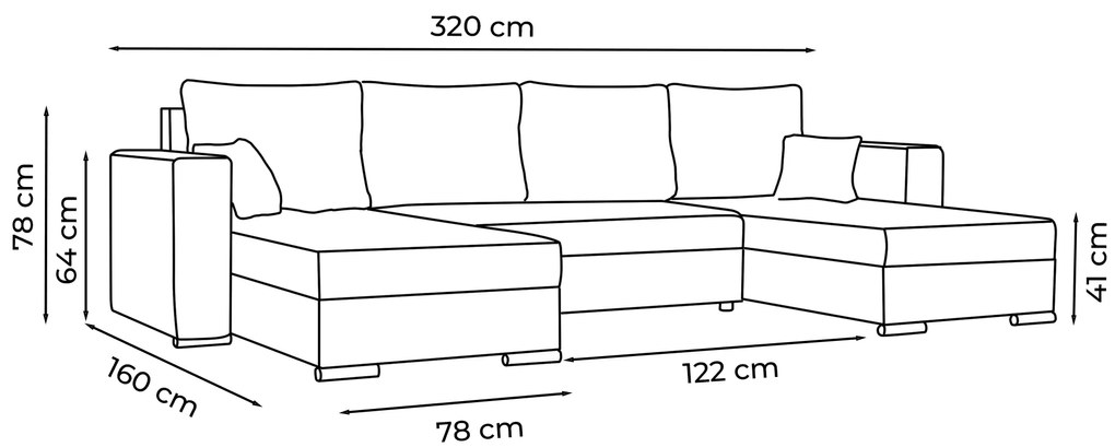 Rohová sedačka Josie U (sivá). Akcia -21%. Vlastná spoľahlivá doprava až k Vám domov. 1133171