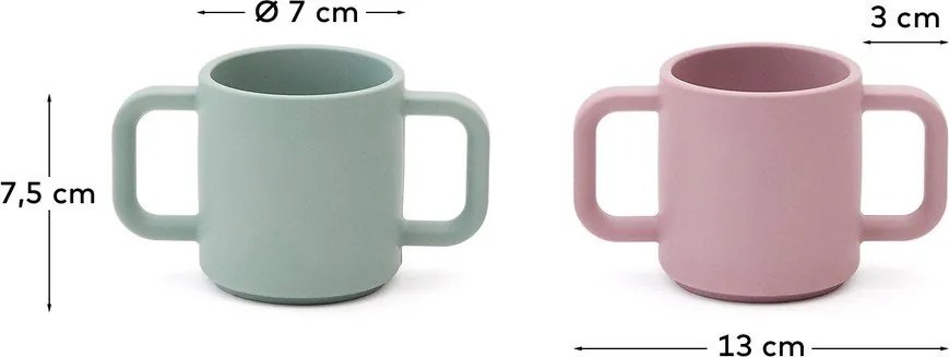 Svetloružové/tyrkysové silikónové detské hrnčeky v súprave 2 ks Lili – Kave Home