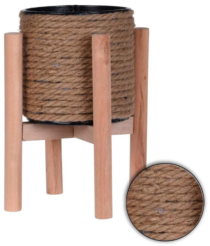 JUTOVÝ KVETINÁČ SO STOJANOM JUTE 23X12,5 CM HNEDÁ