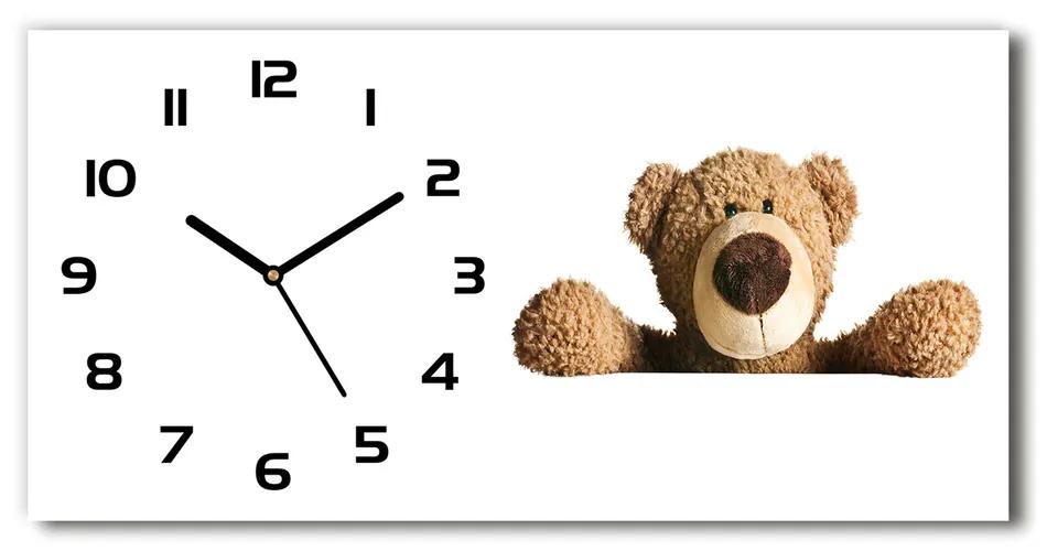 Vodorovné Sklenené hodiny na stenu tiché Plyšový medvedík pl_zsp_60x30_f_48618838