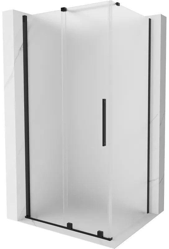 Mexen Velar, sprchový kút s posuvnými dverami 130 x 100 cm, 8mm sklo námraza, čierna matná, 871-130-100-31-70