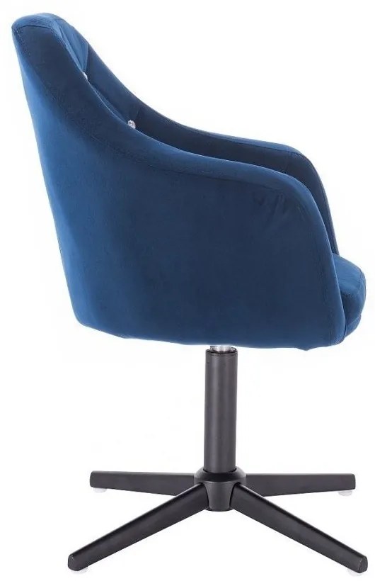 LuxuryForm DESIGN Kreslo ROMA VELUR na čiernom kríži - modré