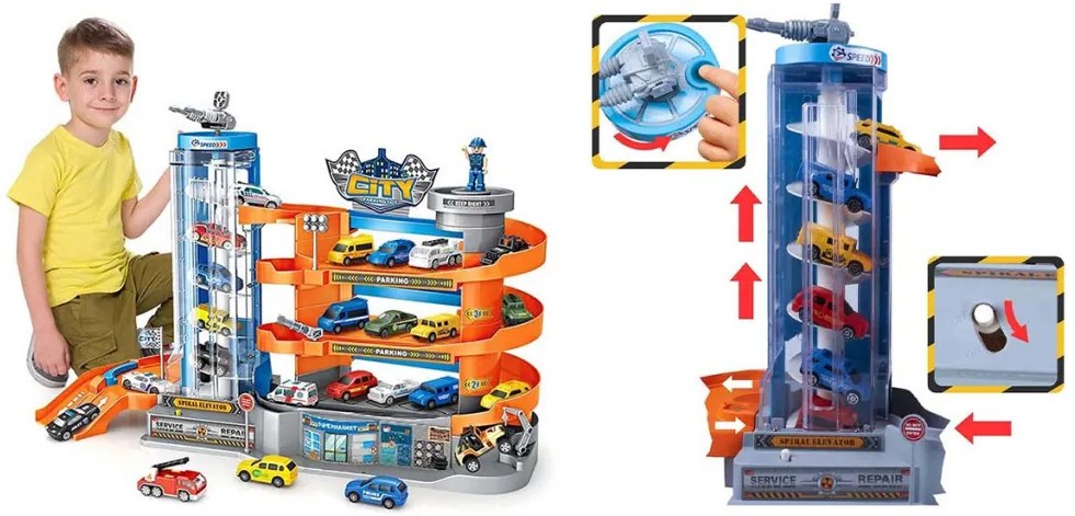 Štvorposchodový parkovací domček s výťahom a 6 vozidlami