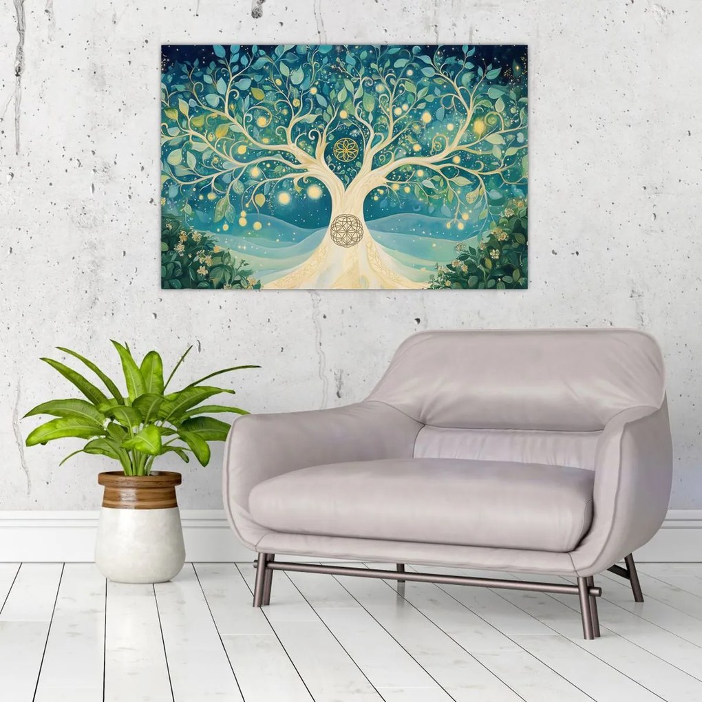 Obraz – Magický strom so špirálami (90x60 cm)