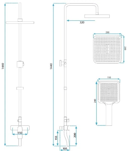 REA-P7841 - Sprchová súprava s batériou ARGUS, brúsené zlato