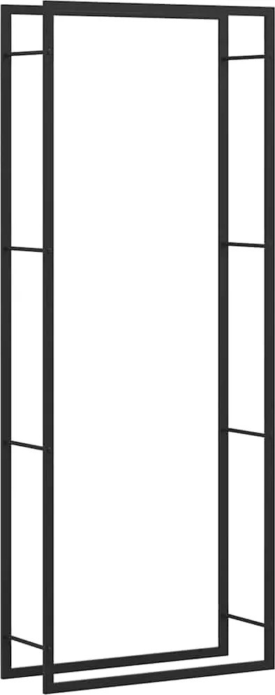 vidaXL Stojan na drevo, matný čierny, 80x28x222 cm, oceľový