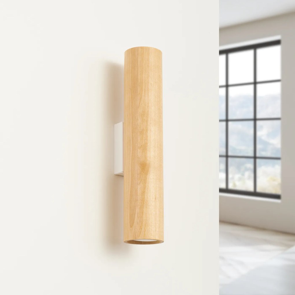 Nástenné svietidlo Lino, 1x drevené tienidlo