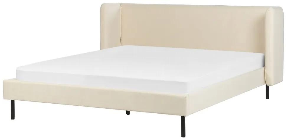 Zamatová posteľ 160 x 200 cm béžová ARETTE Beliani