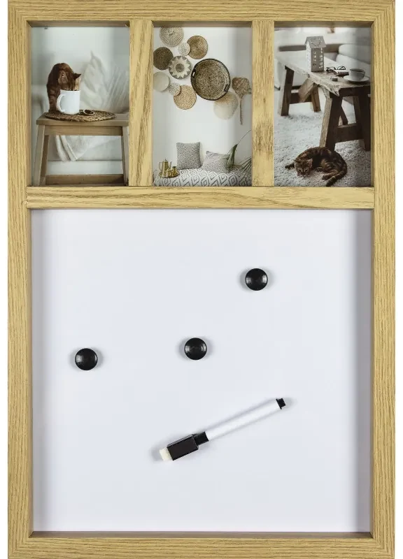Magnetická tabuľa s fotorámom na 3 fotografie 81WO, 48 cm