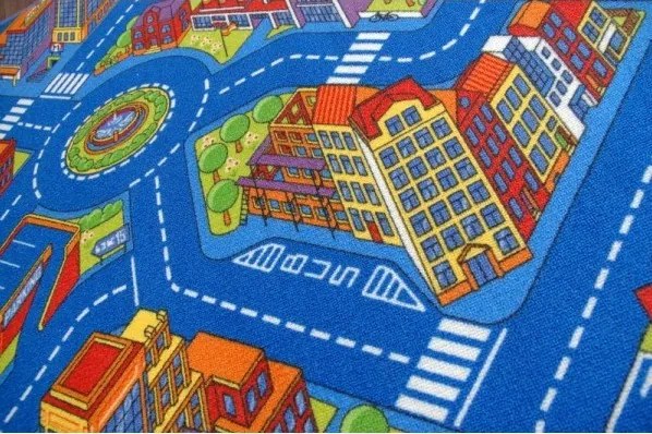MAXMAX Detský koberec ULIČKA BIG CITY - modrý