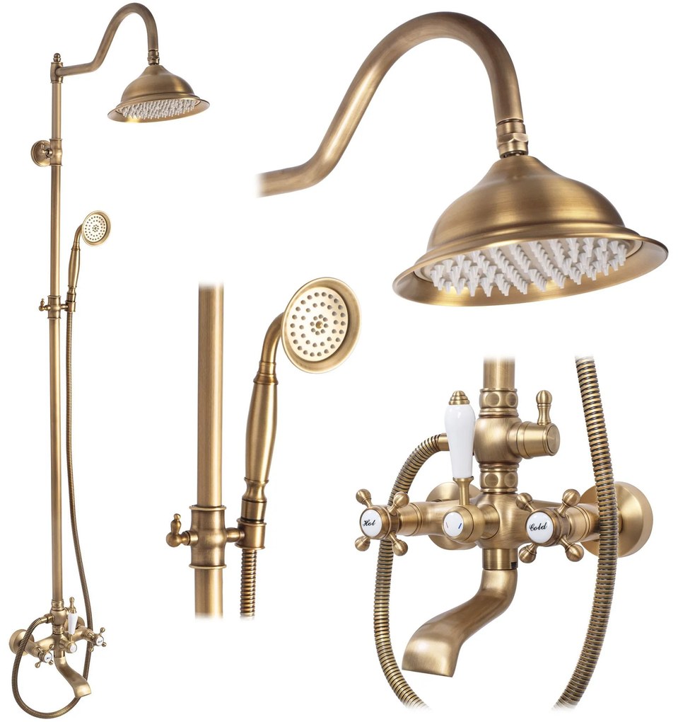 Rea Bergamo, sprchový set v retro štýle, antická bronz, REA-P5002