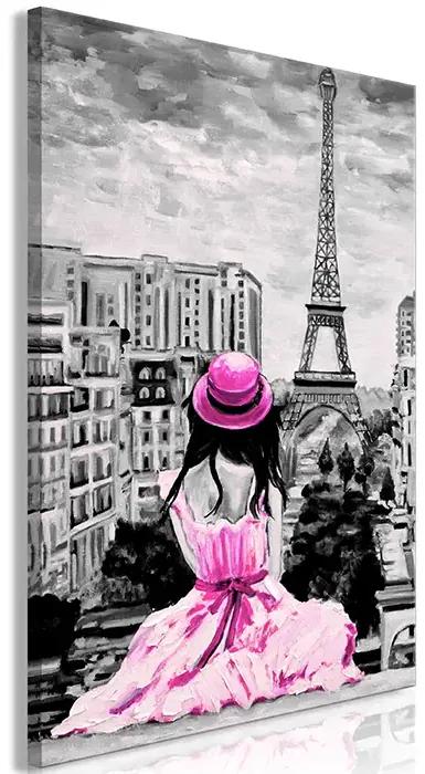 Artgeist Obraz - Paris Colour (1 Part) Vertical Pink Veľkosť: 80x120, Verzia: Premium Print