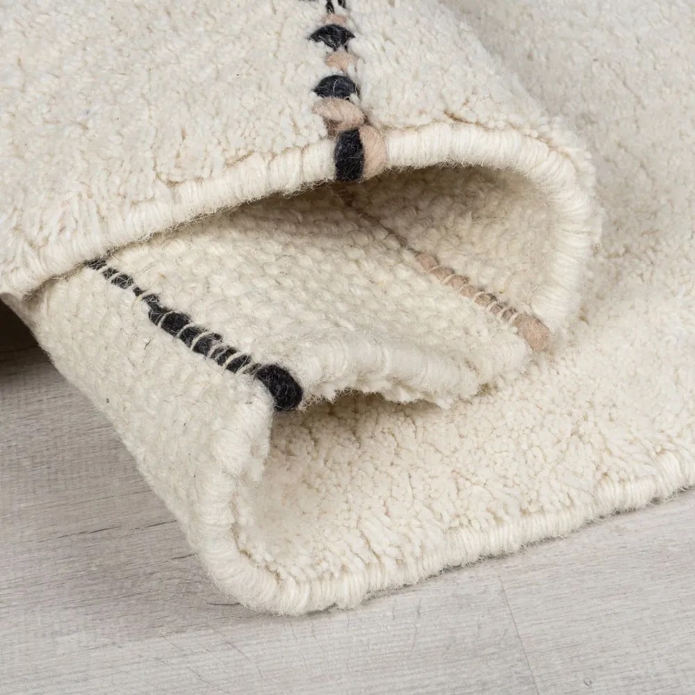 Krémový ručne tkaný vlnený koberec 160x230 cm Dottie Linear – Flair Rugs