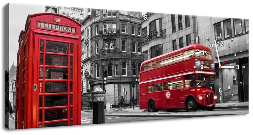 Gario Obraz s hodinami Telefónna búdka v Londýne UK Rozmery: 100 x 40 cm