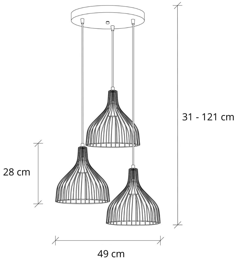 Závěsný lustr Cafu I zlatý