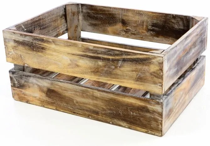 Divero VINTAGE 51361 Drevená debnička hnedá - 51 x 36 x 23 cm