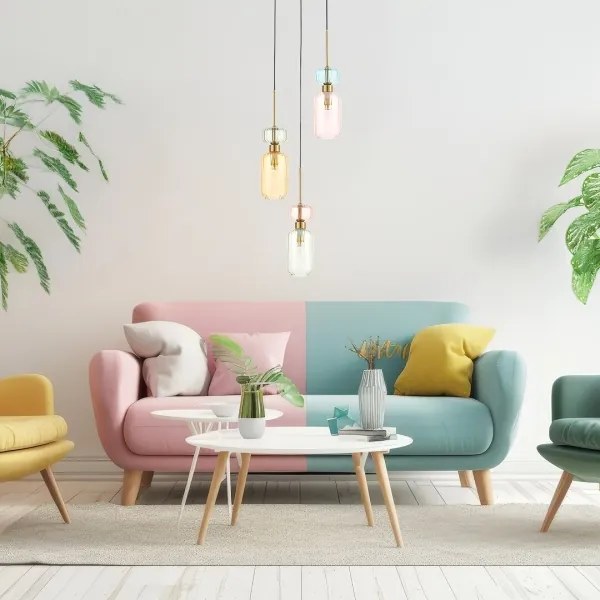 Luster na lanku MOLLY 3xE14/40W/230V pr. 38 cm pestrofarebná