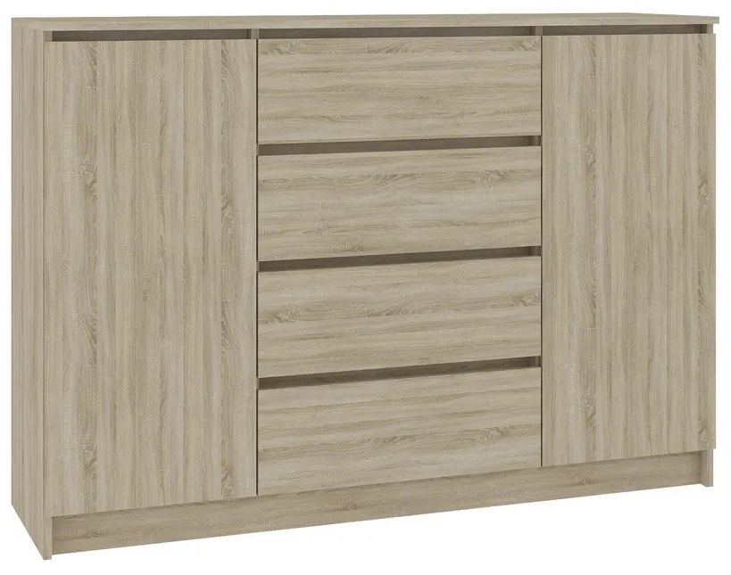 Komoda ARMARIA K140 2D4SZ, 138x99x40, biela/biela lesk