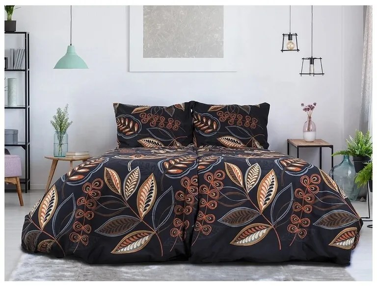 B.E.S. Petrovice Flanelové obliečky Nočné lístie, 140 x 200 cm, 70 x 90 cm