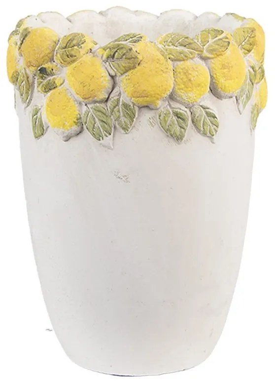 Cementový kvetináč lemovaný citrónmi Lemoni S - Ø 13*17 cm