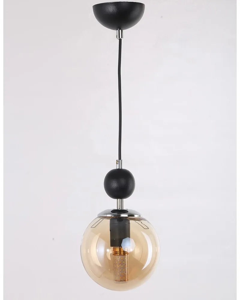 Okrovožlto-čierne závesné svietidlo so skleneným tienidlom ø 15 cm Marble – Squid Lighting