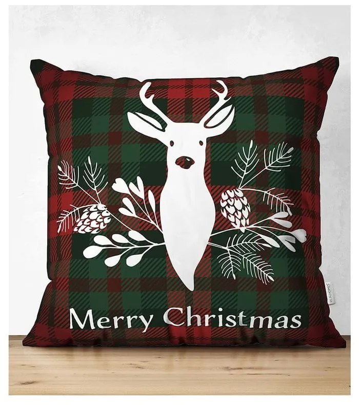 Súprava 4 vianočných obliečok na vankúš a behúň na stôl Minimalist Cushion Covers Tartan Christmas