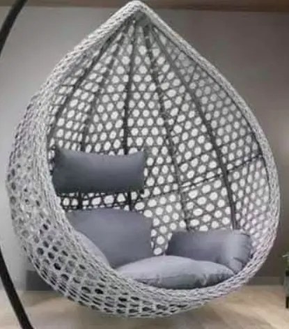 Závesné hojdacie kreslo ELBA bez stojana - sivé + sivé vankúše