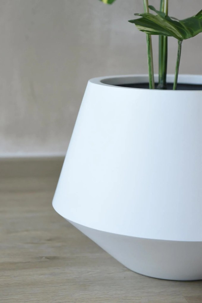 Okrúhly kvetináč BERBELIT, sklolaminát, výška 30 cm, biely