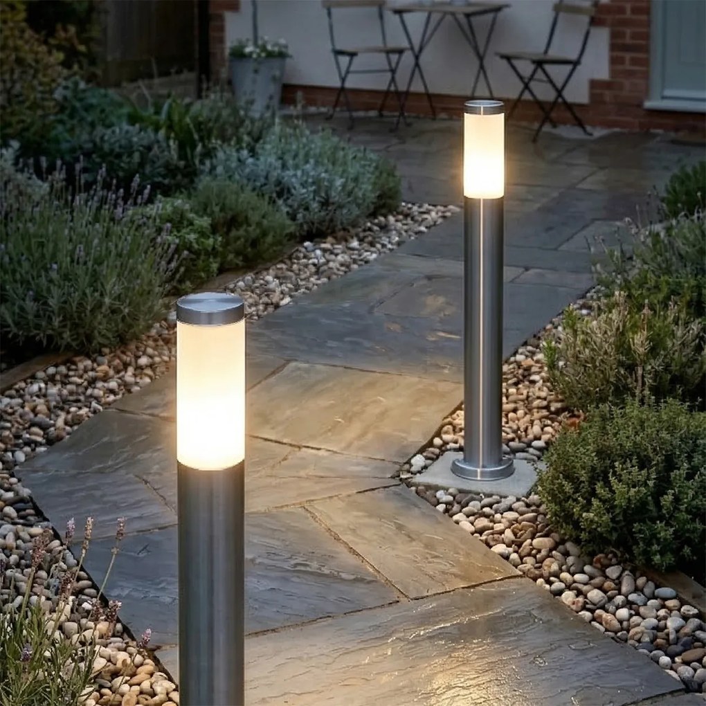 Moderná vonkajšia lampa na stĺp oceľ s opálom 80 cm IP44 - Rox