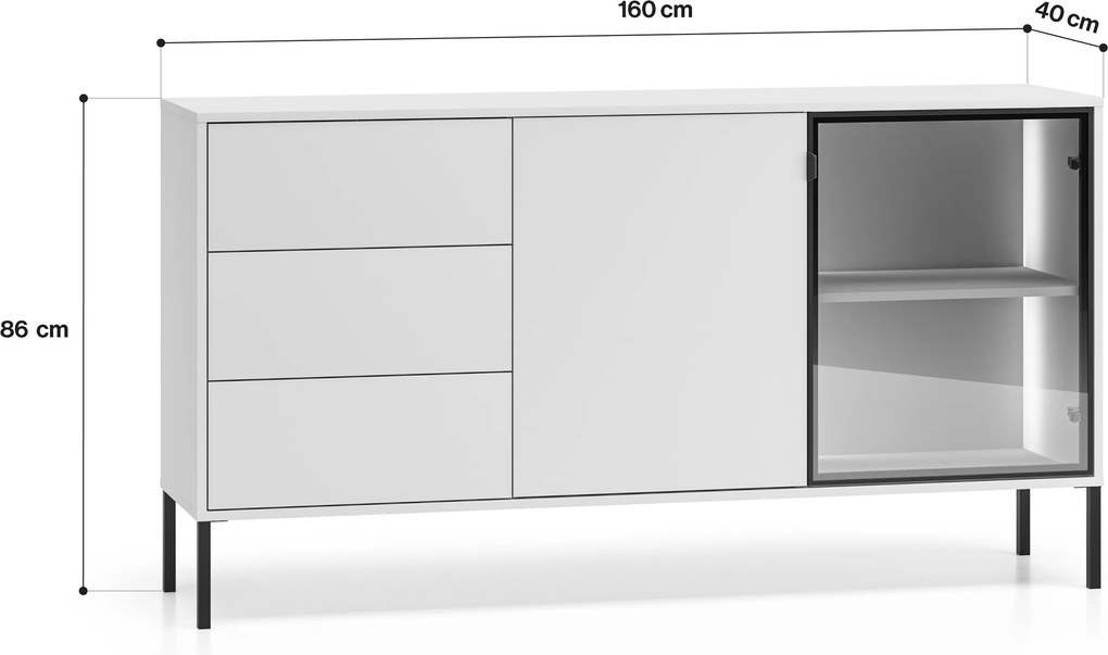 Komoda so zásuvkami s osvetlením Harmona 160 cm - kašmír