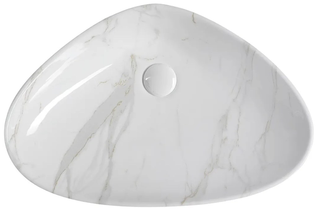 Sapho Sapho, DALMA keramické umývadlo na dosku 58,5x39 cm, imitácia kameňa-carrara, MM217