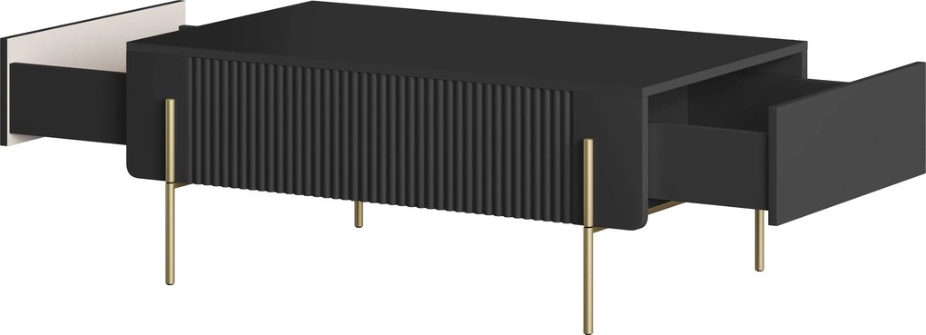Konferenčný stolík Malmi 100 cm - čierny mat / zlatá