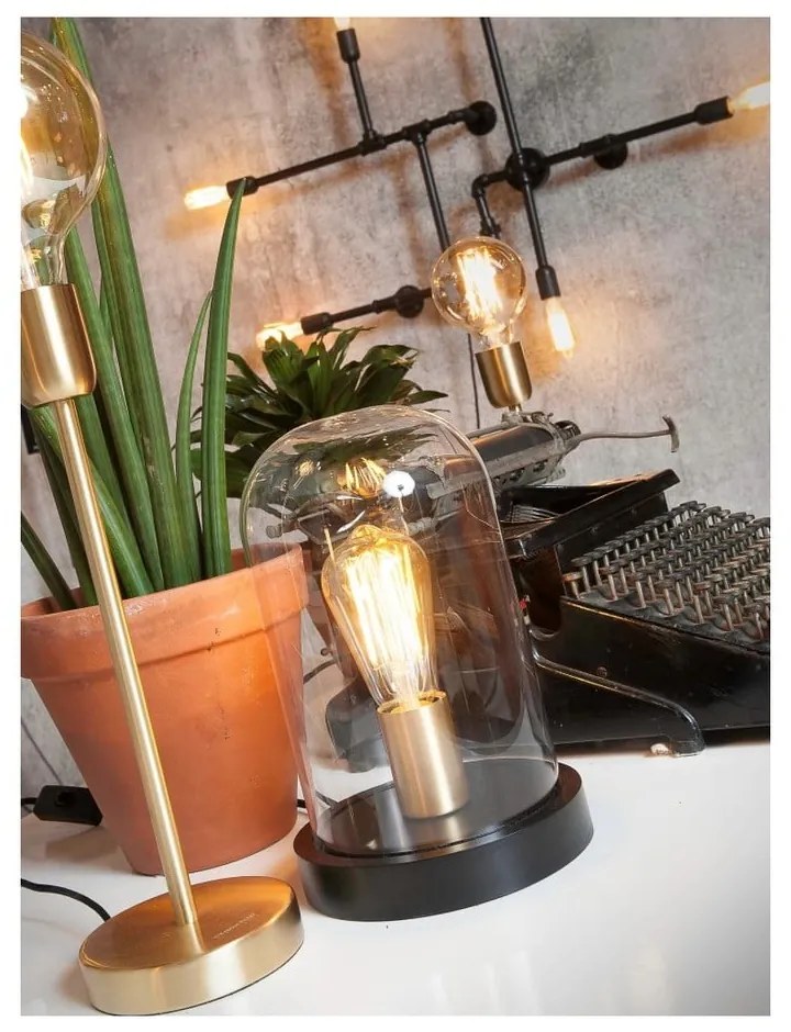 Čierna stolová lampa so skleneným tienidlom (výška 30 cm) Seattle – it's about RoMi