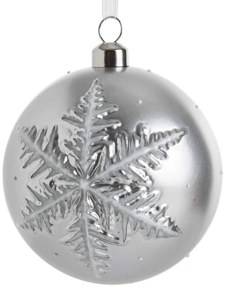 SKLENENÁ VIANOČNÁ BANKA NA STROMČEK (FI) 8 CM STRIEBORNÁ