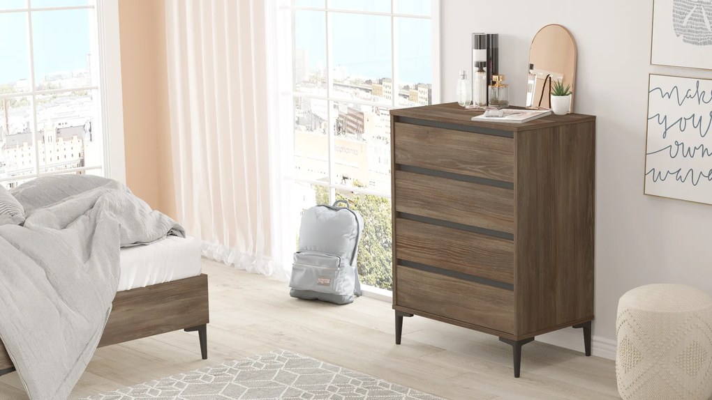 Komoda Houseland Niko dub Stirling/antracitovo sivá