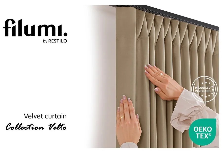 Béžový zamatový dimout záves 140x225 cm Velto – Filumi