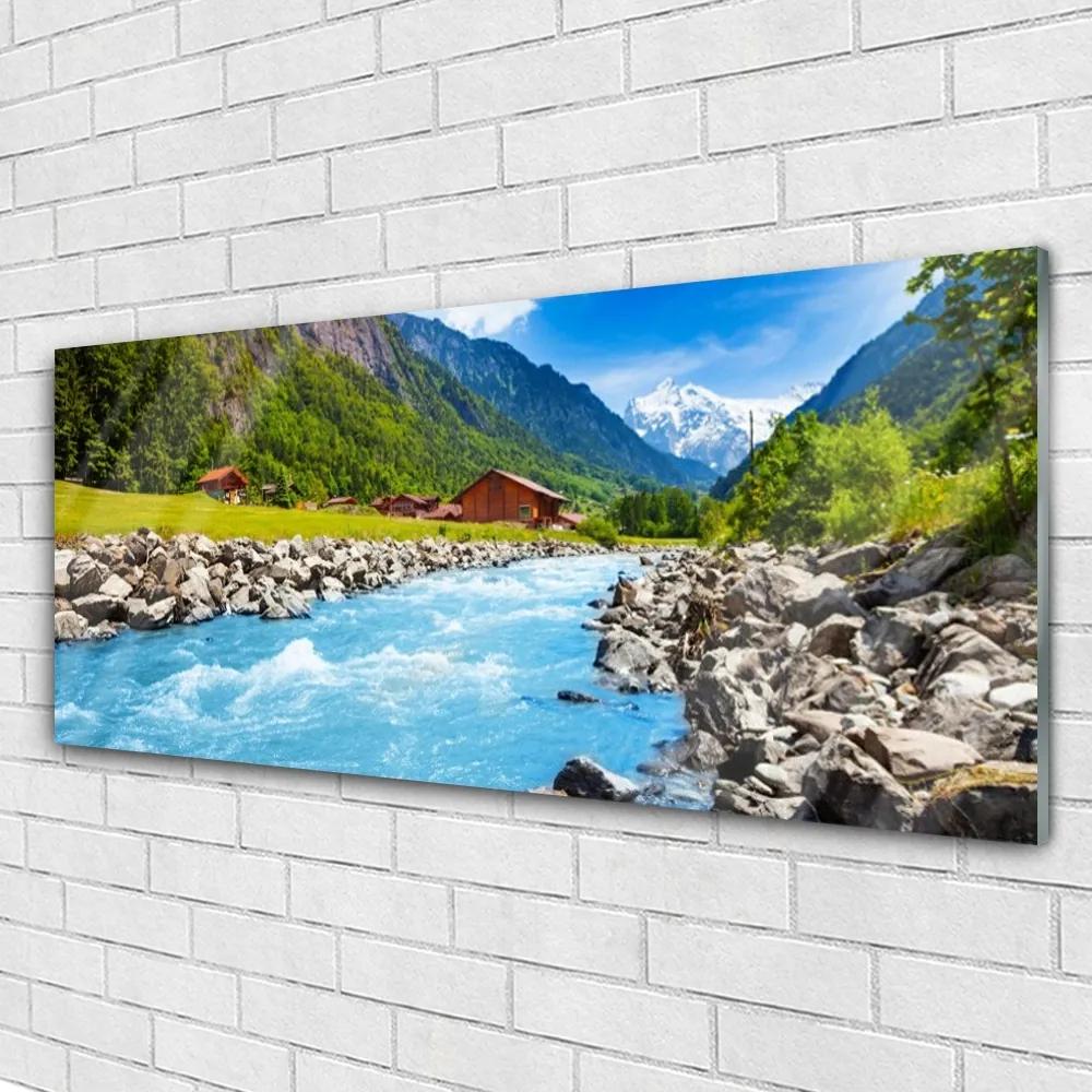 Obraz plexi Hory rieka príroda 125x50 cm