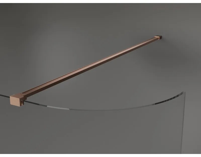 Mexen Kioto, sprchová zástena Walk-In 100 x 200 cm, 8mm číre sklo, medený matný profil, 800-100-101-65-06