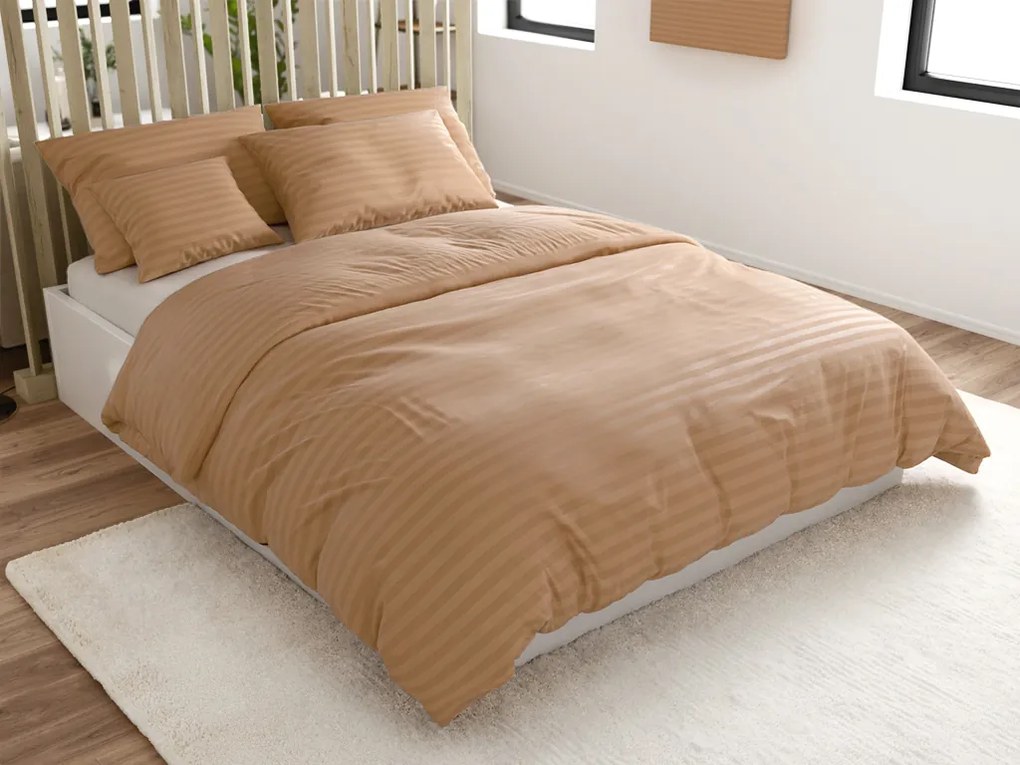 Hotelové obliečky z mikrovlákna JASMINE hnedé - prúžok 2 cm Rozmer obliečky: 2 ks 70 x 90 cm | 200 x 220 cm