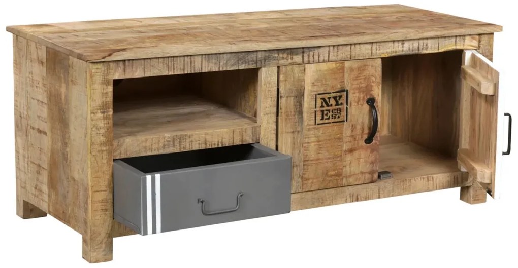 furniture-nabytek.cz - Masívna nástenná skriňa Pune z mangového dreva, lakovaná, prírodná farba