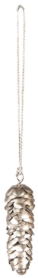 Strieborná antik kovová závesná dekorácia šiška - 2*2*9 cm