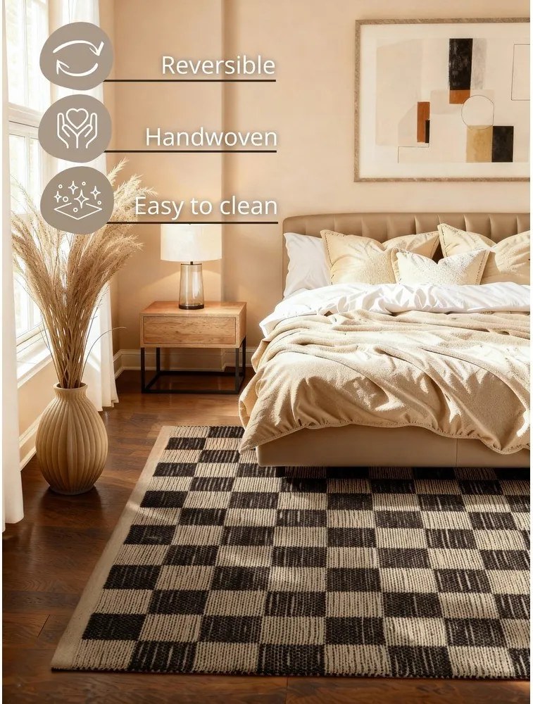 Čierny/krémovobiely obojstranný/ručne tkaný koberec s prímesou juty 120x170 cm Rex – Hanse Home