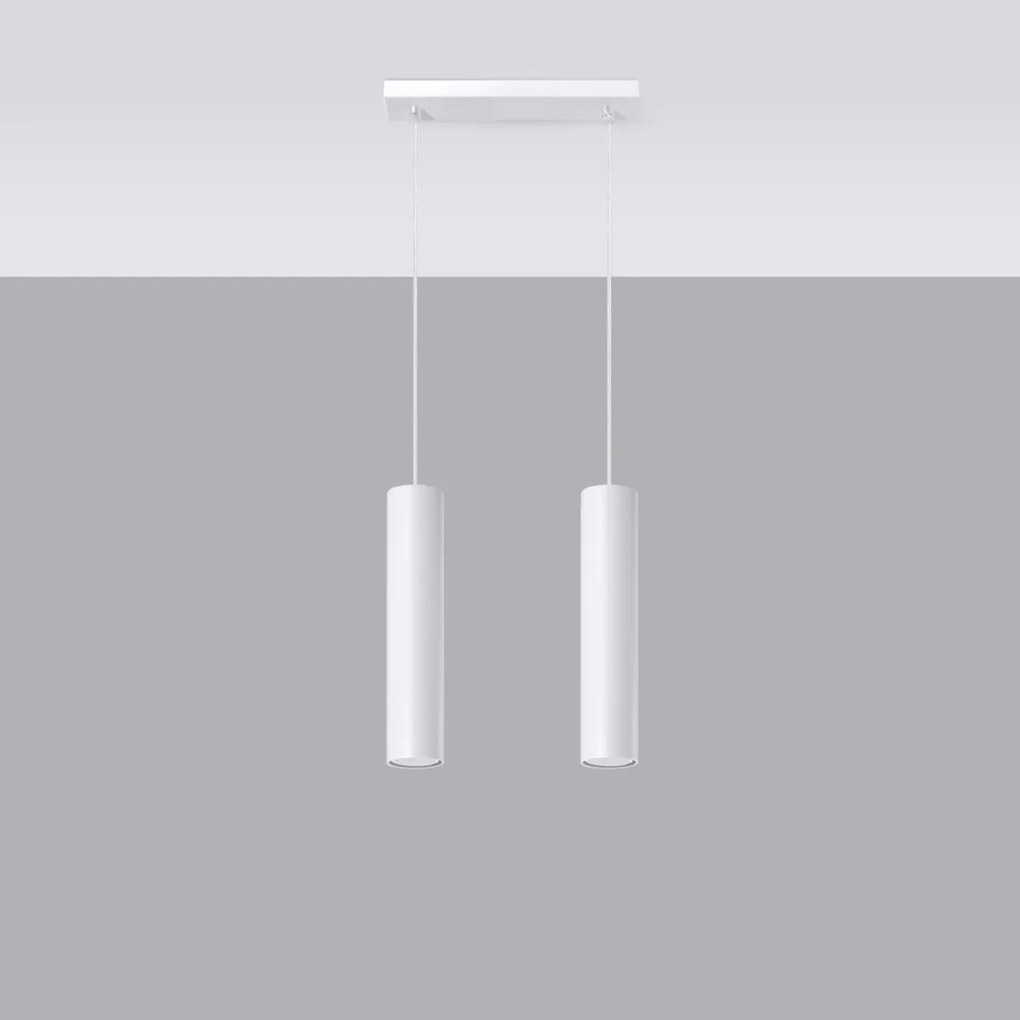 Závesné svietidlo Lagos, 2x biele kovové tienidlo