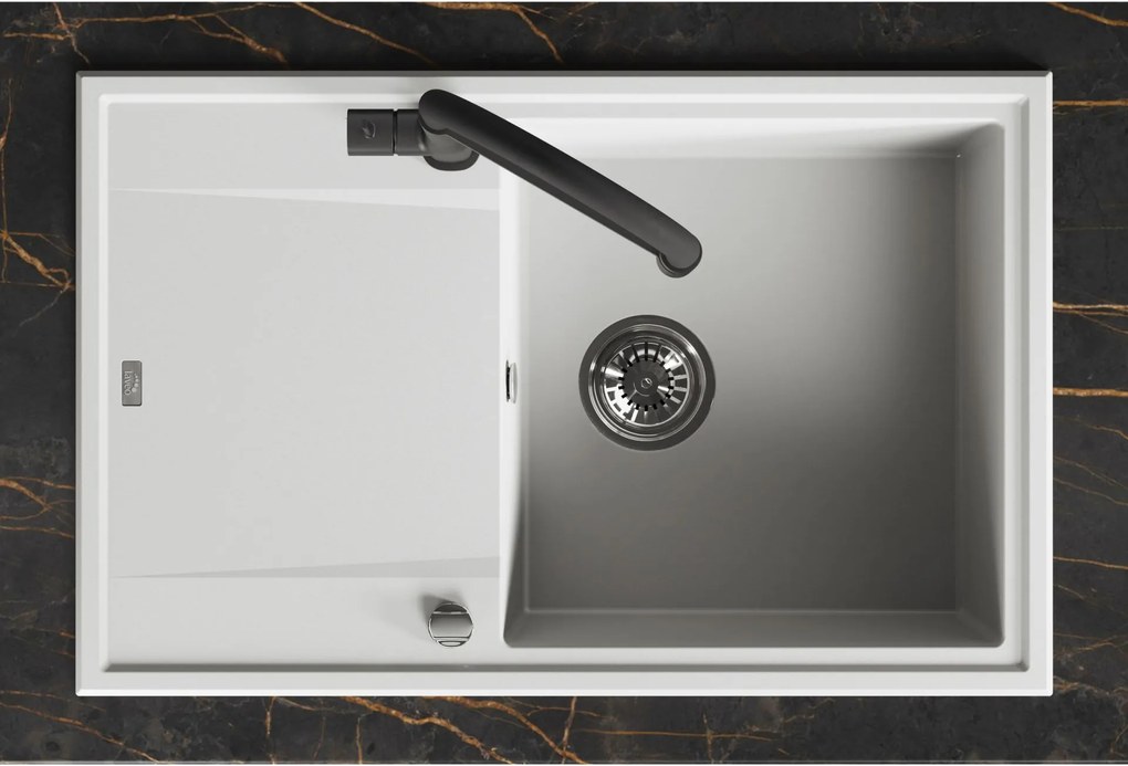 Laveo Megalo, 1-komorový granitový drez 780x500x185 mm, biela, LAV-SBE_611T