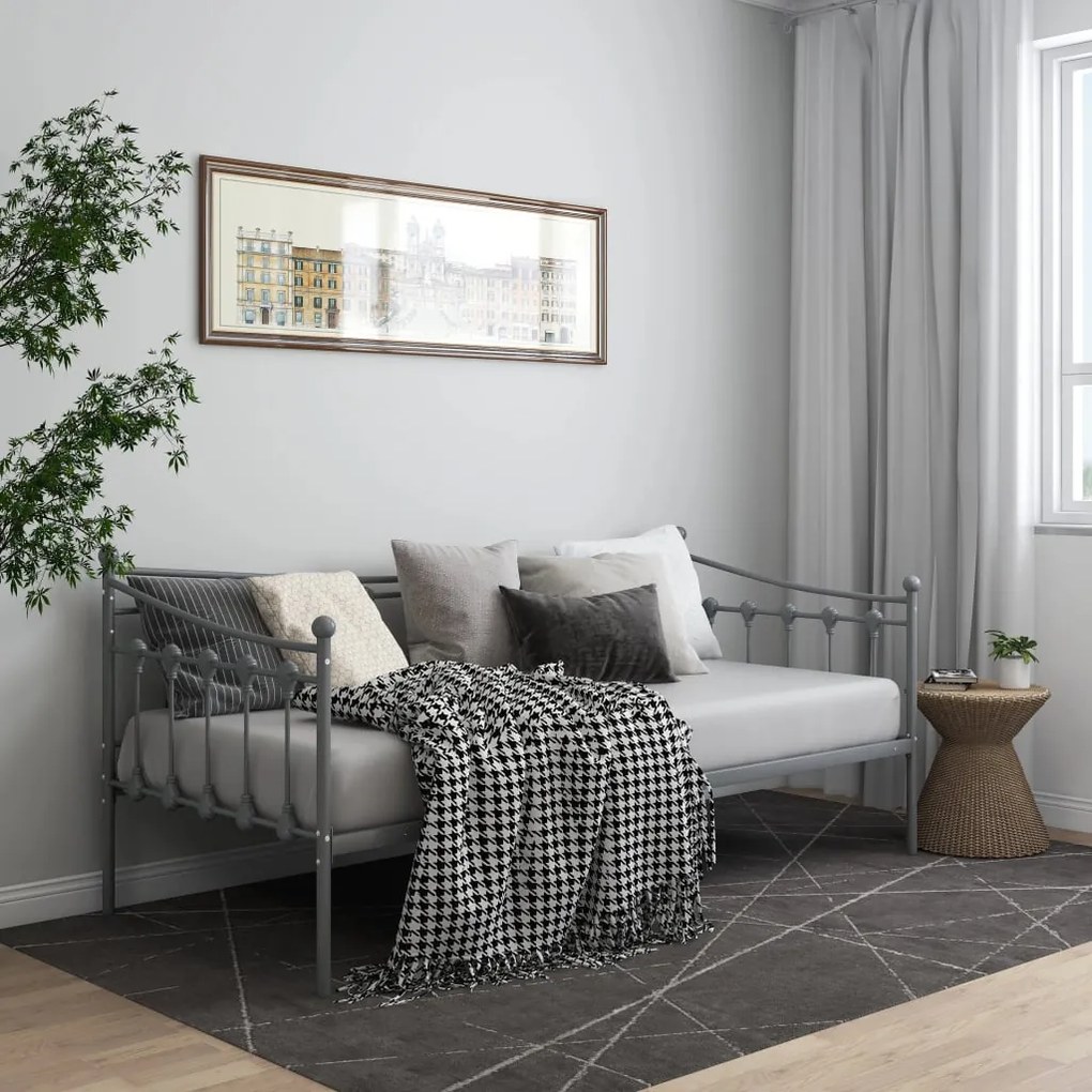 vidaXL Rám rozkladacej pohovky sivý kovový 90x200 cm